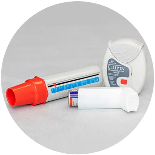 Asthma inhaler, peak flow meter and an Ellipta demonstration device